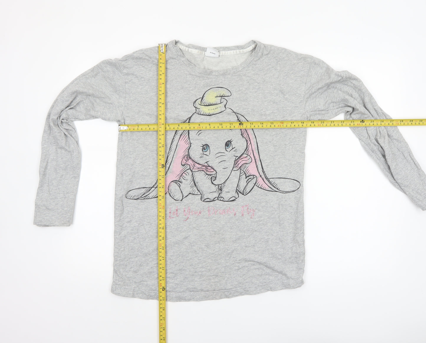 Disney Women’s Grey Dumbo Long Sleeve Nightshirt XS