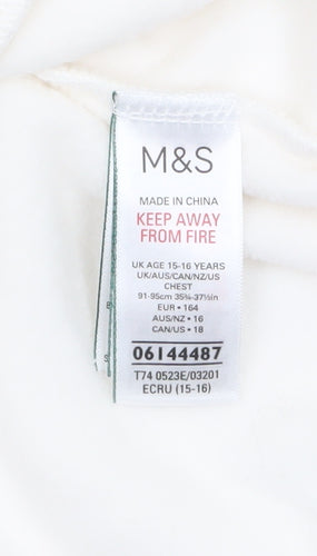 Marks and Spencer Boys Ivory Fleece 1/4 Zip Sweatshirt 15-16 Years