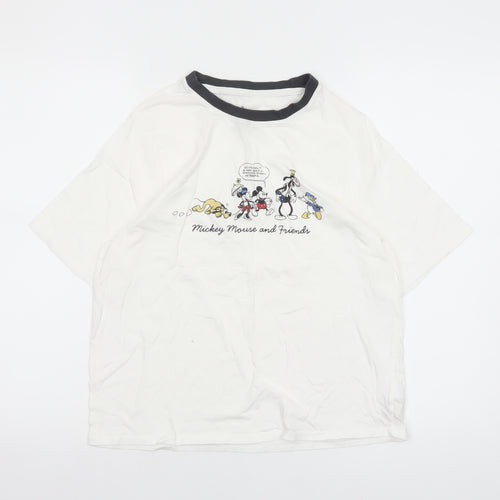 Disney Women's White Mickey Mouse T-Shirt Nightshirt Size 10-12 Cotton