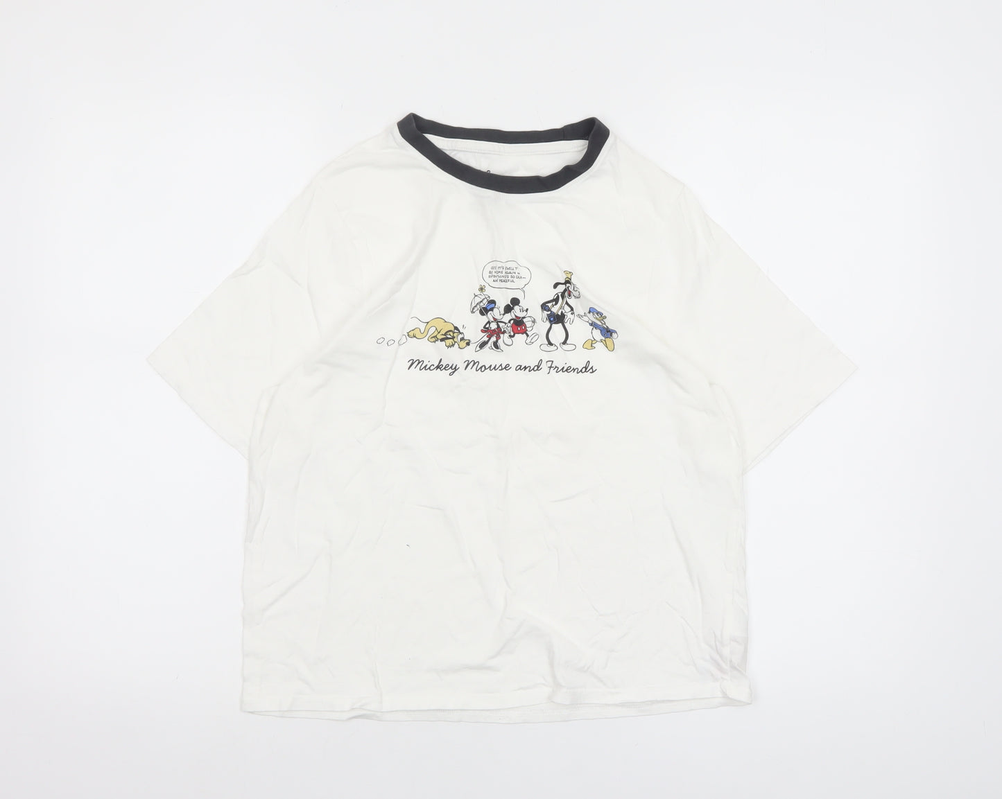 Disney Women's White Mickey Mouse T-Shirt Nightshirt Size 10-12 Cotton