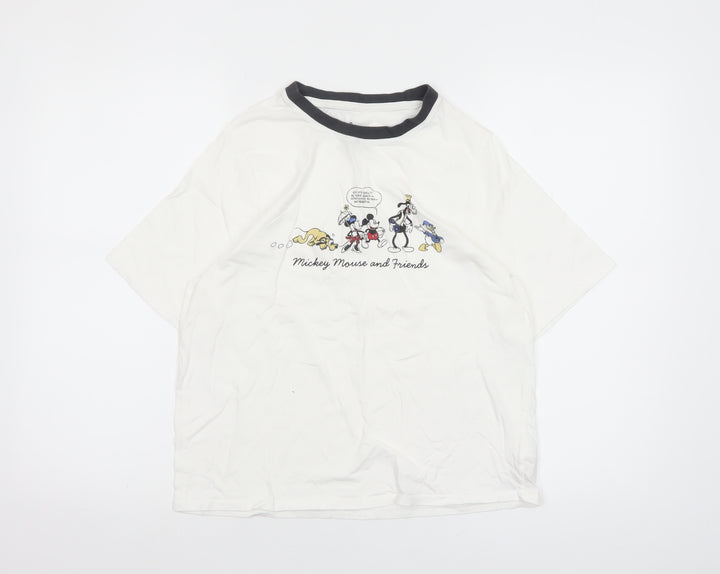 Disney Women's White Mickey Mouse T-Shirt Nightshirt Size 10-12 Cotton