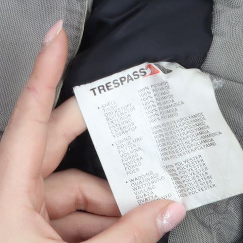 Trespass Boys Grey Hooded Puffer Jacket 13-14 Years Winter Waterproof Coat