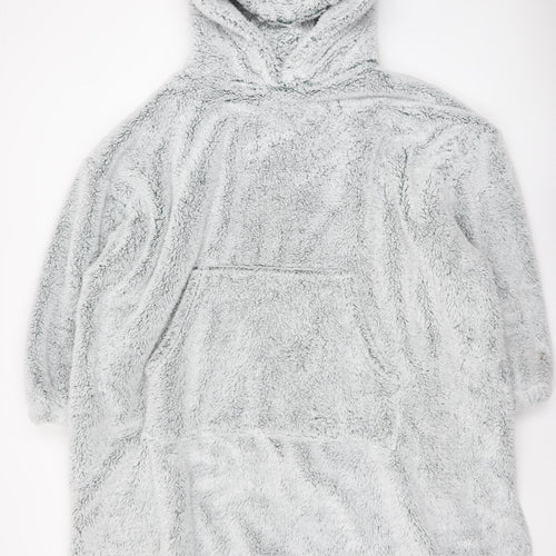 John Lewis & Partners Grey Hooded Fleece Robe Men’s One Size