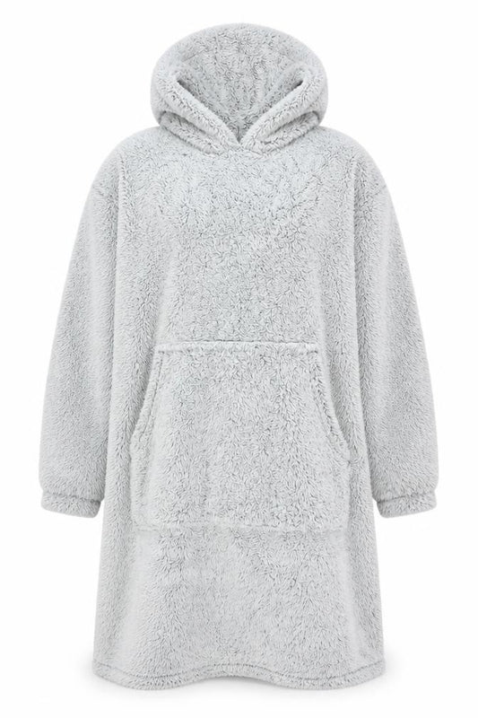 John Lewis & Partners Grey Hooded Fleece Robe Men’s One Size