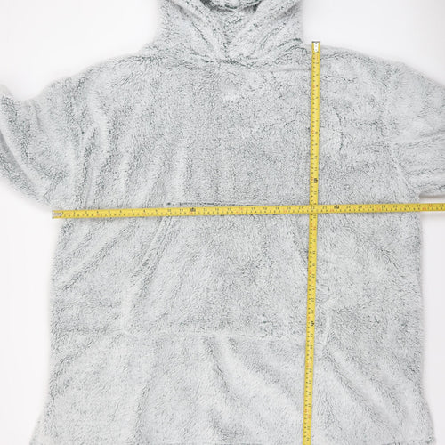 John Lewis & Partners Grey Hooded Fleece Robe Men’s One Size