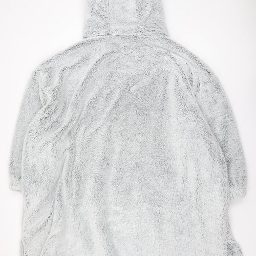 John Lewis & Partners Grey Hooded Fleece Robe Men’s One Size