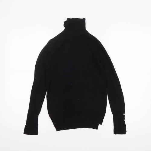 Zara Women’s Black Roll Neck Knit Jumper Size S Slim Fit Long Sleeve