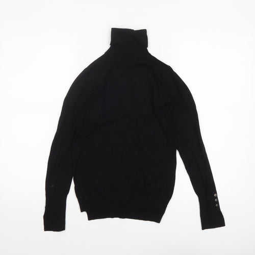 Zara Women’s Black Roll Neck Knit Jumper Size S Slim Fit Long Sleeve