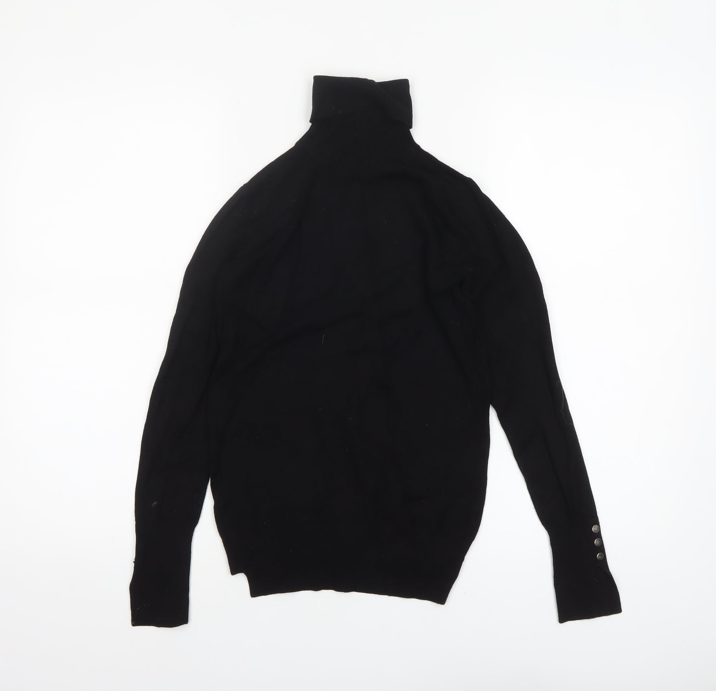 Zara Women’s Black Roll Neck Knit Jumper Size S Slim Fit Long Sleeve
