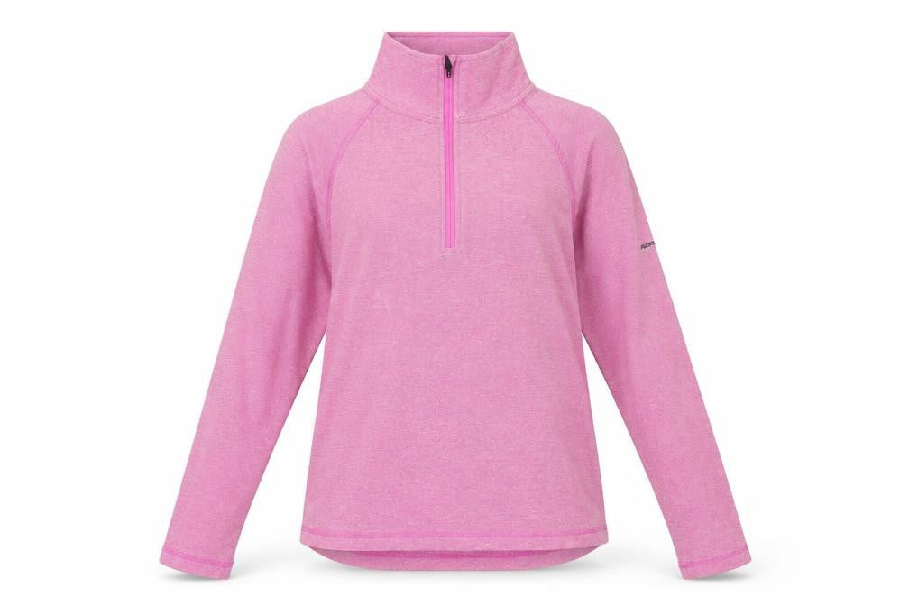 Front view of Trespass women’s pink 1/2 zip lightweight pullover fleece uk10