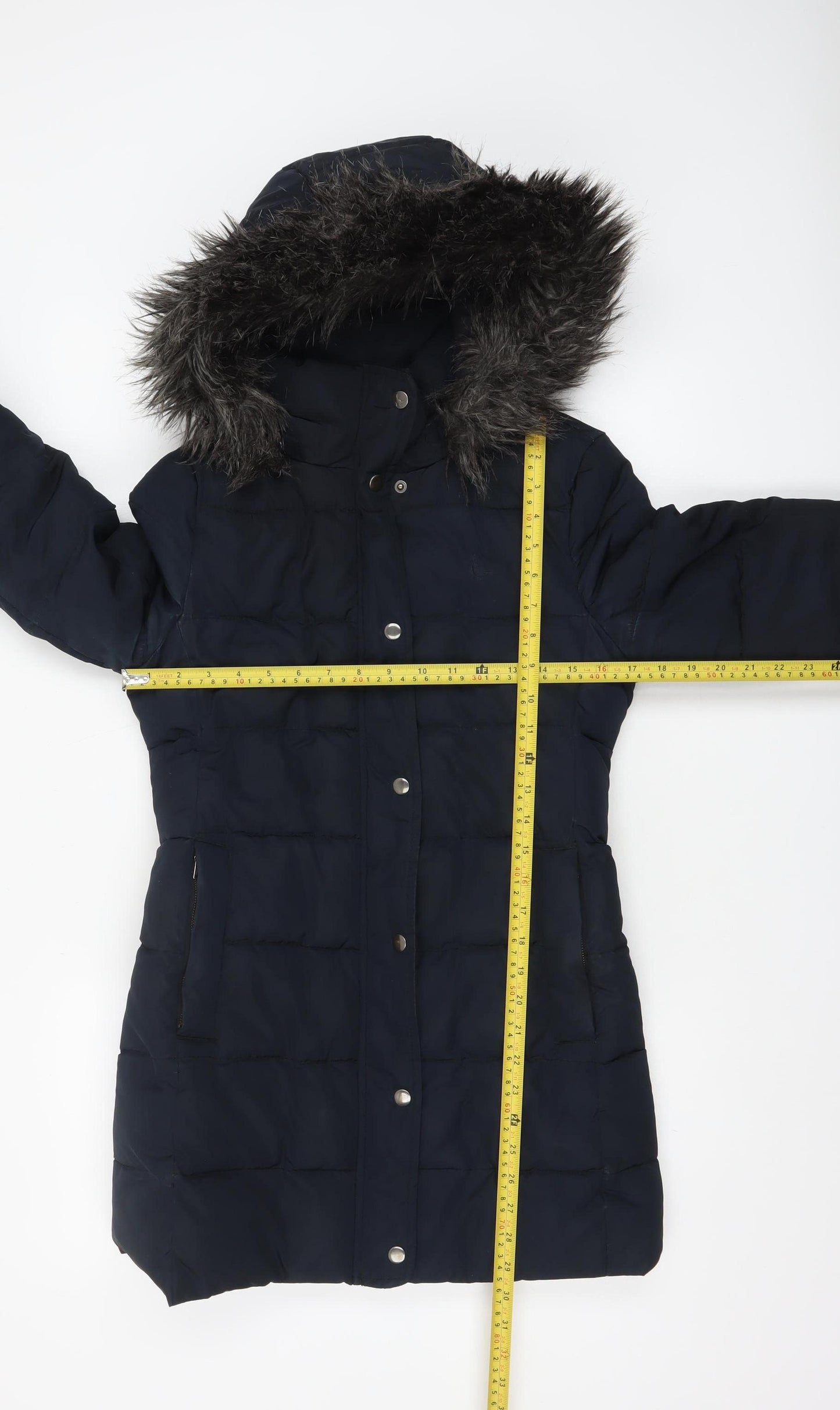 Jack Wills Women's Blue Faux Fur Hooded Puffer Coat Size 8