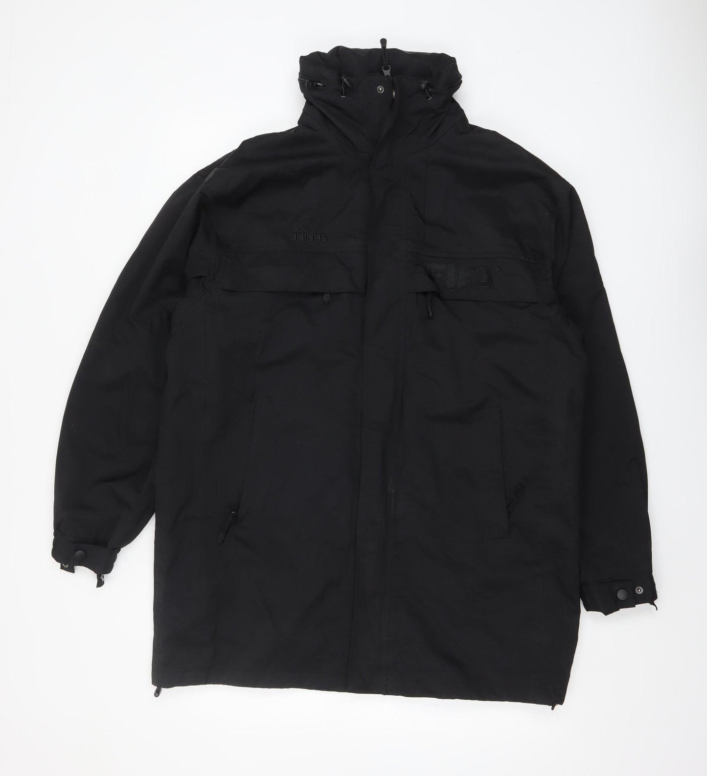 Adidas Men's Black Waterproof Parka Jacket Size M Hooded Full Zip