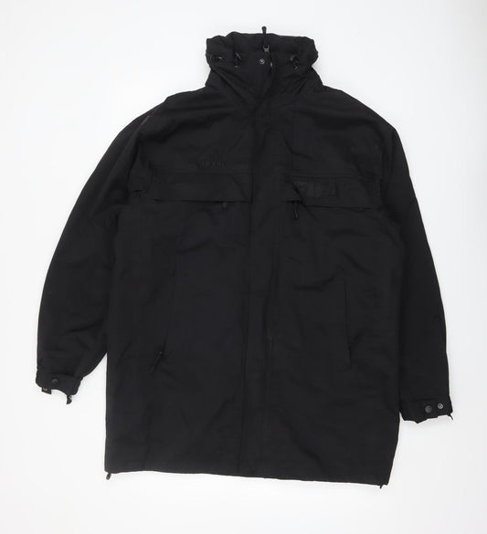 Adidas Men's Black Waterproof Parka Jacket Size M Hooded Full Zip