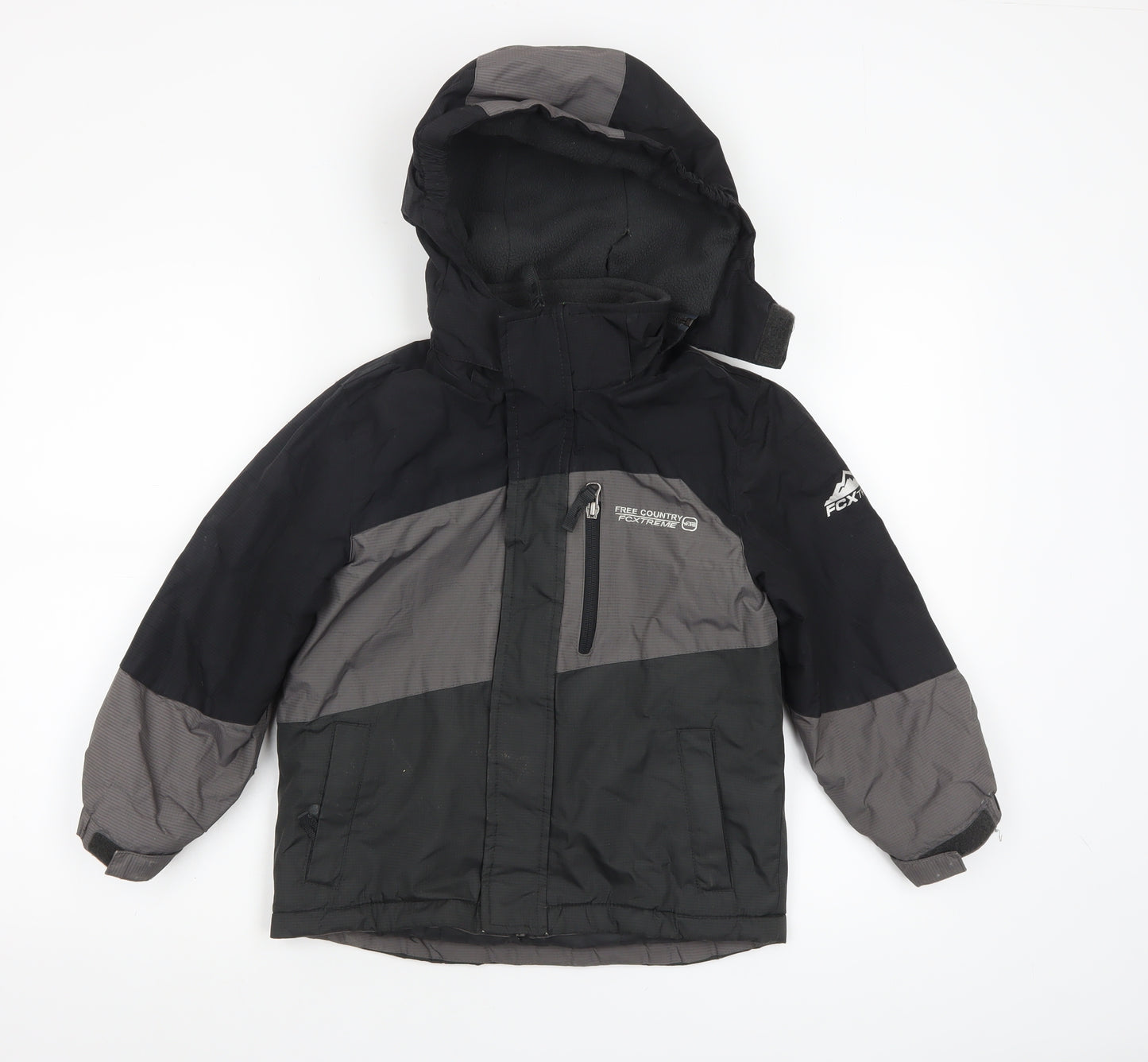 Free Country Boys Grey Waterproof Hooded Puffer Jacket Size 5-6 Years