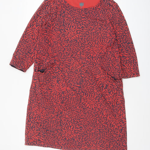 White Stuff Women's Red Floral Cotton Shift Dress Size 14