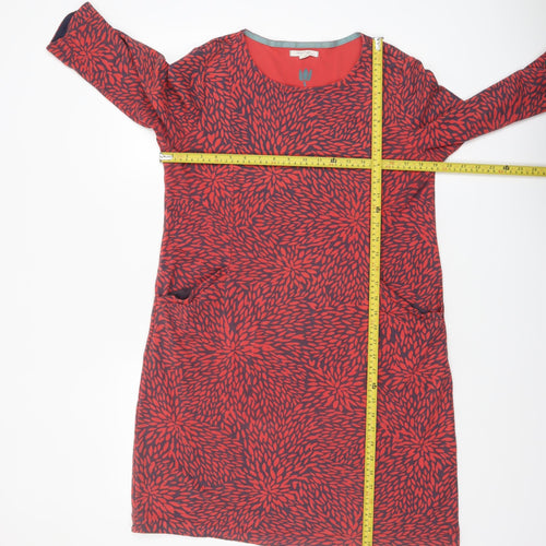 White Stuff Women's Red Floral Cotton Shift Dress Size 14
