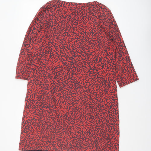 White Stuff Women's Red Floral Cotton Shift Dress Size 14