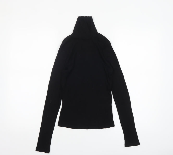 Miss Selfridge Women Black Roll Neck Long Sleeve Stretch Top Size 10