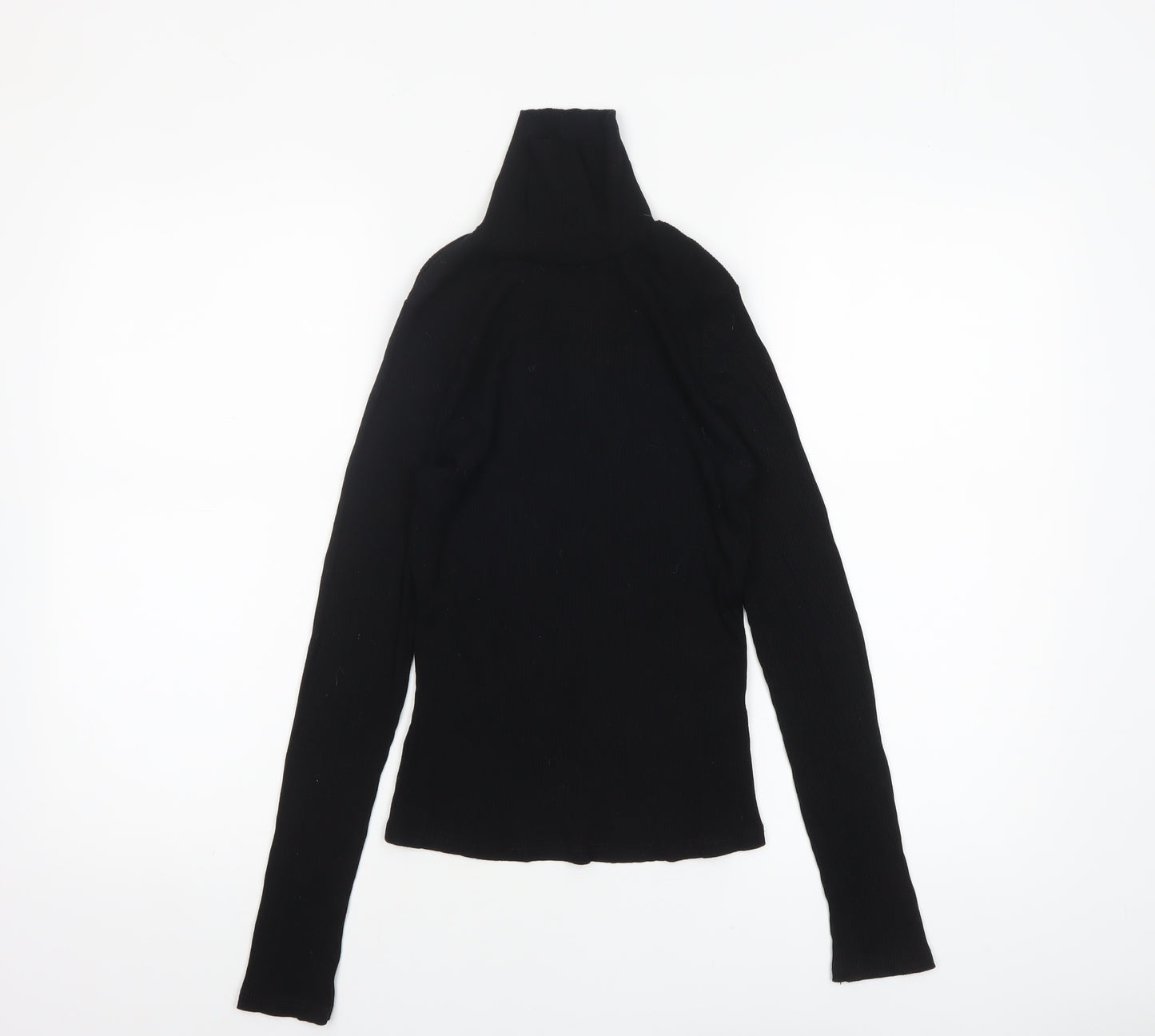 Miss Selfridge Women Black Roll Neck Long Sleeve Stretch Top Size 10