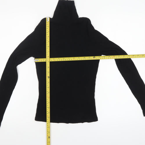 Miss Selfridge Women Black Roll Neck Long Sleeve Stretch Top Size 10