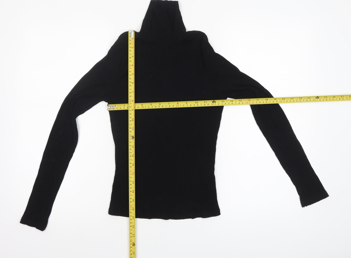 Miss Selfridge Women Black Roll Neck Long Sleeve Stretch Top Size 10