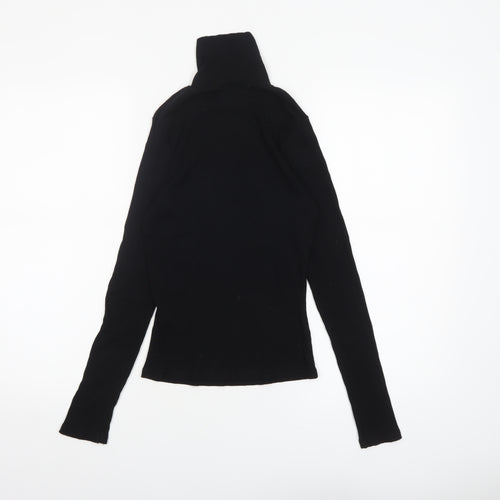 Miss Selfridge Women Black Roll Neck Long Sleeve Stretch Top Size 10