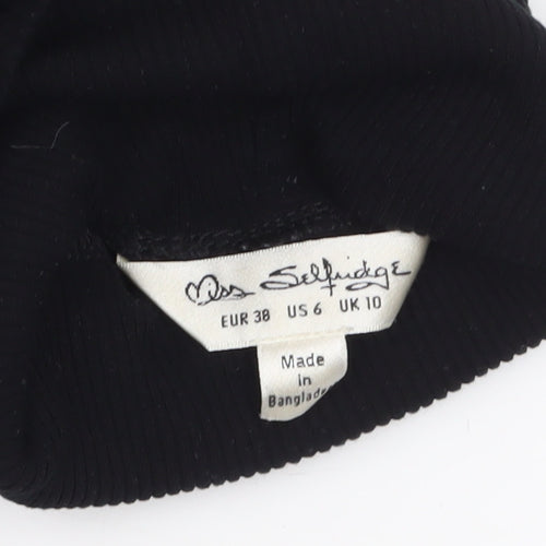 Miss Selfridge Women Black Roll Neck Long Sleeve Stretch Top Size 10