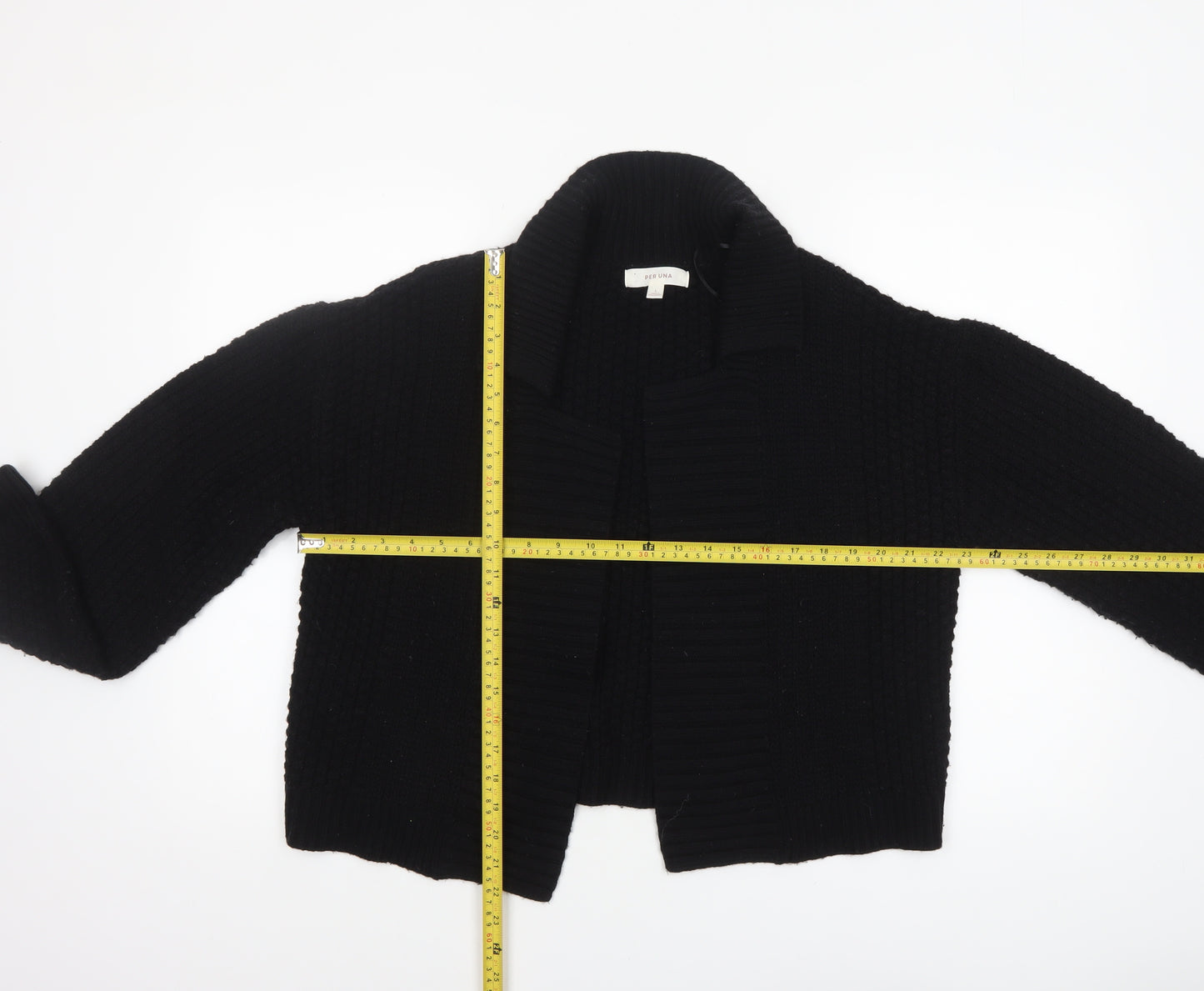 Marks and Spencer Per Una Women Black L Chunky Knit Cardigan