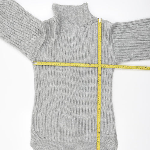 Miss Selfridge Women Grey Roll Neck Knit Jumper Size 4 Acrylic