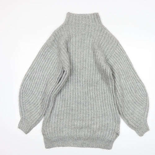 Miss Selfridge Women Grey Roll Neck Knit Jumper Size 4 Acrylic