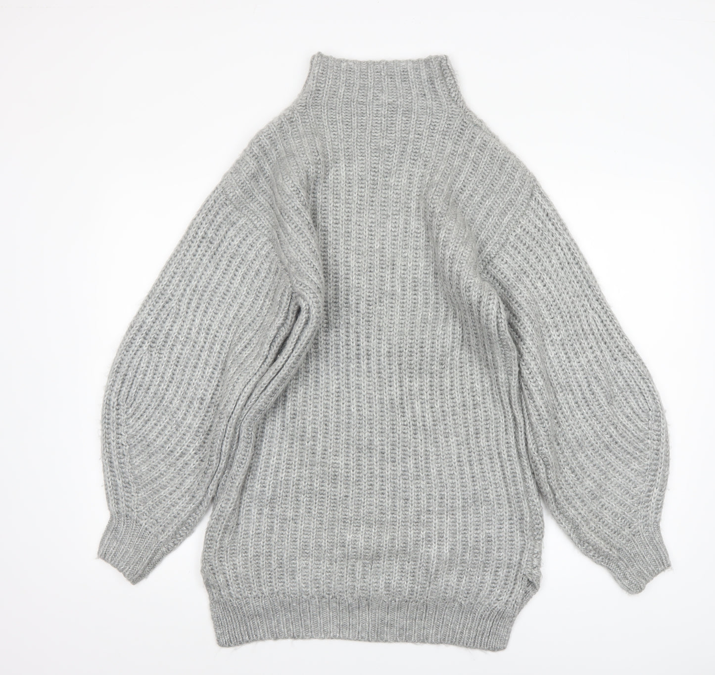 Miss Selfridge Women Grey Roll Neck Knit Jumper Size 4 Acrylic