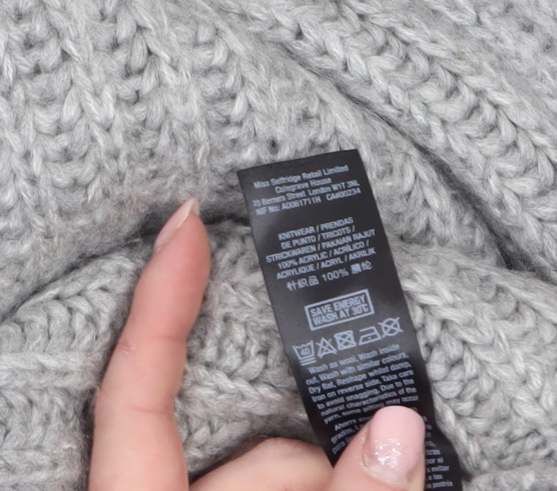 Miss Selfridge Women Grey Roll Neck Knit Jumper Size 4 Acrylic