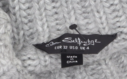 Miss Selfridge Women Grey Roll Neck Knit Jumper Size 4 Acrylic