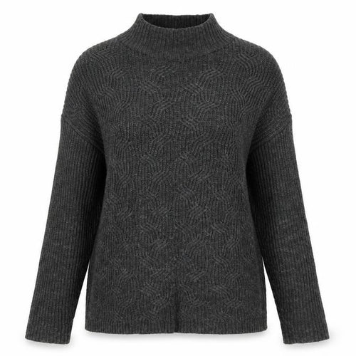 John Lewis Women Grey Wool Alpaca High Neck Cable Knit Jumper Size 10