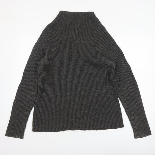 John Lewis Women Grey Wool Alpaca High Neck Cable Knit Jumper Size 10