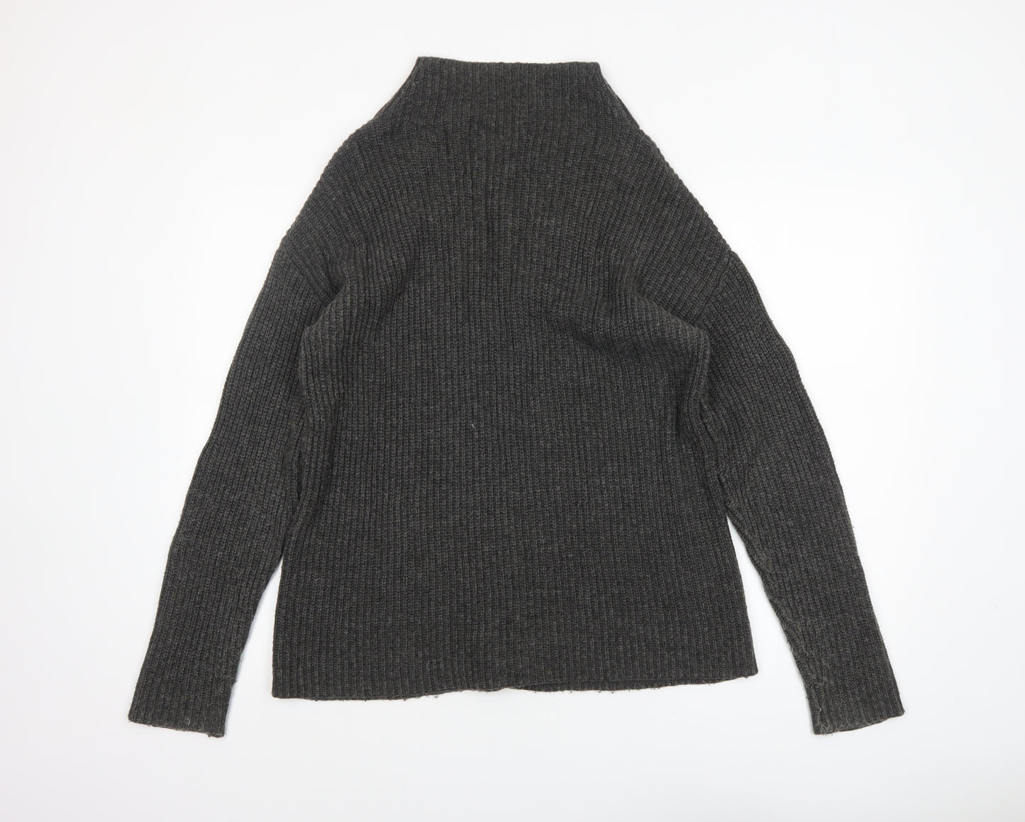 John Lewis Women Grey Wool Alpaca High Neck Cable Knit Jumper Size 10