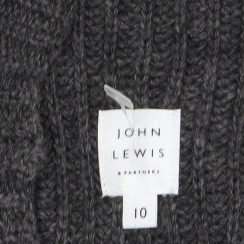John Lewis Women Grey Wool Alpaca High Neck Cable Knit Jumper Size 10
