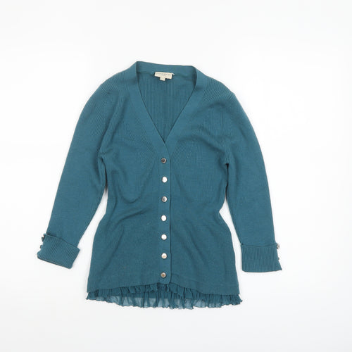 Karen Millen Women’s Green Wool Blend V-Neck Button Cardigan Size S