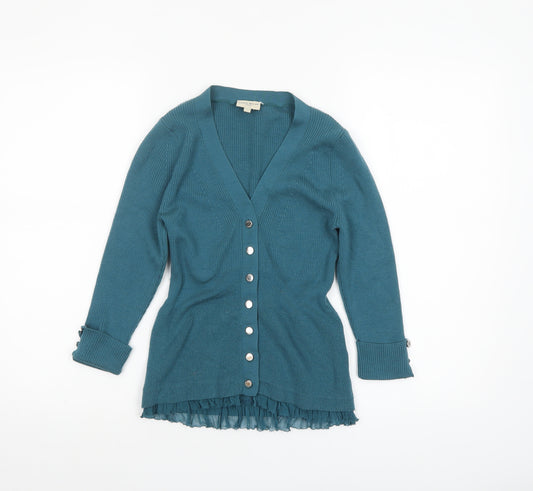 Karen Millen Women’s Green Wool Blend V-Neck Button Cardigan Size S
