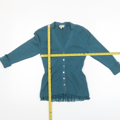 Karen Millen Women’s Green Wool Blend V-Neck Button Cardigan Size S