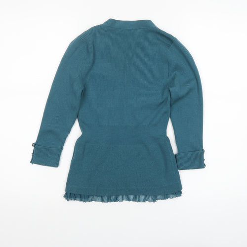 Karen Millen Women’s Green Wool Blend V-Neck Button Cardigan Size S