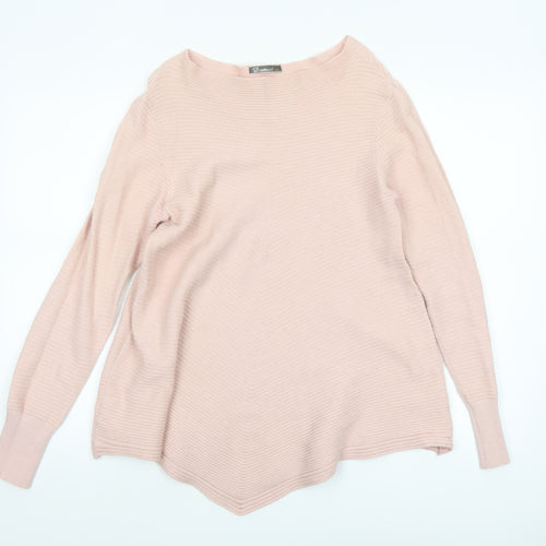 Damod Women's Pink Boat Neck Long Sleeve Knit Pullover Jumper L