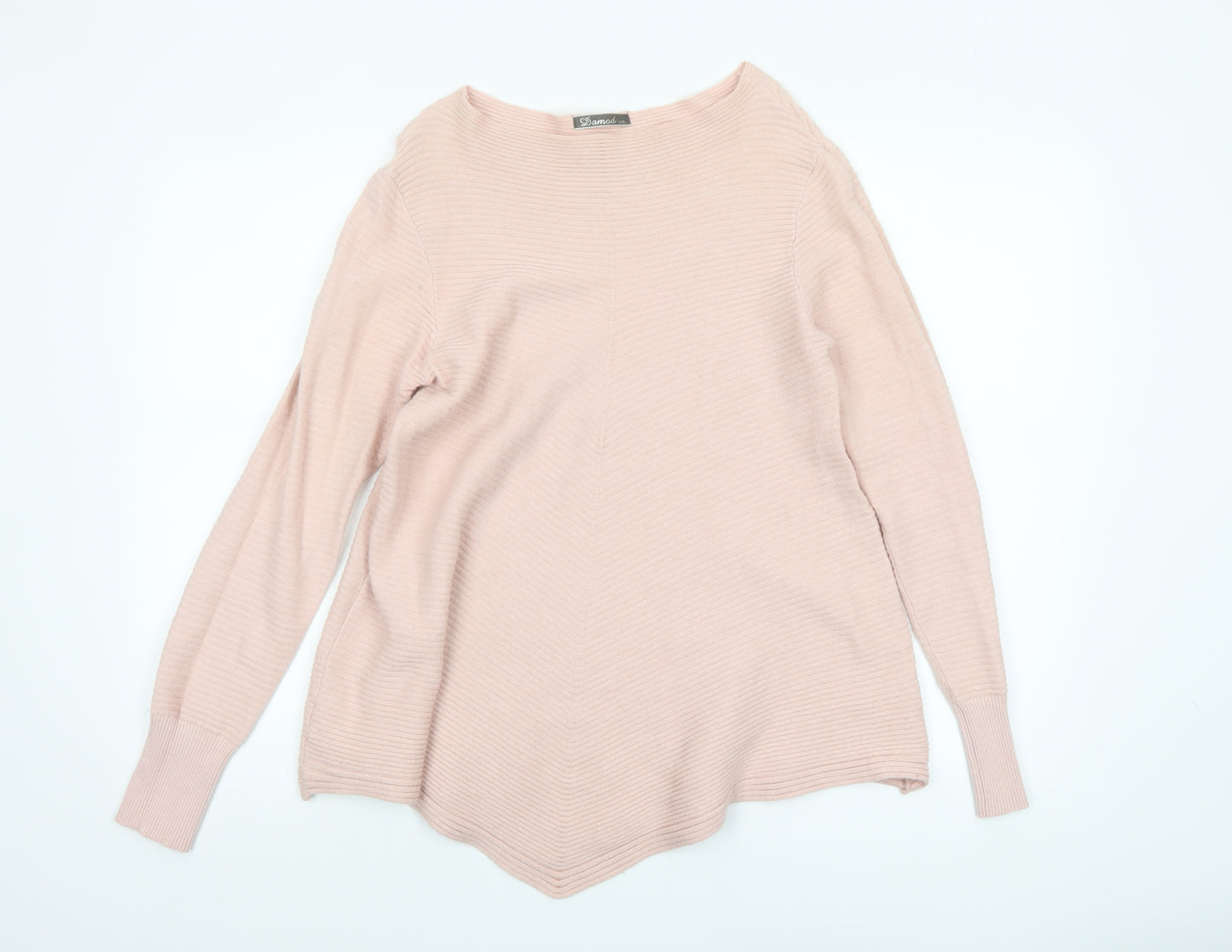 Damod Women's Pink Boat Neck Long Sleeve Knit Pullover Jumper L