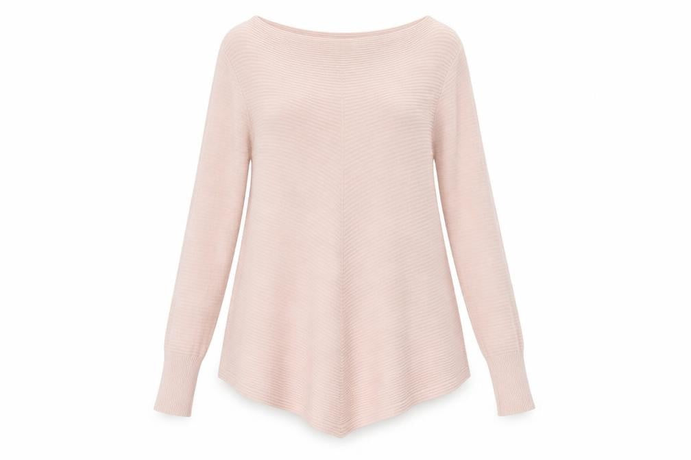 Front view of Damod Women's Pink Boat Neck Long Sleeve Knit jumper L
