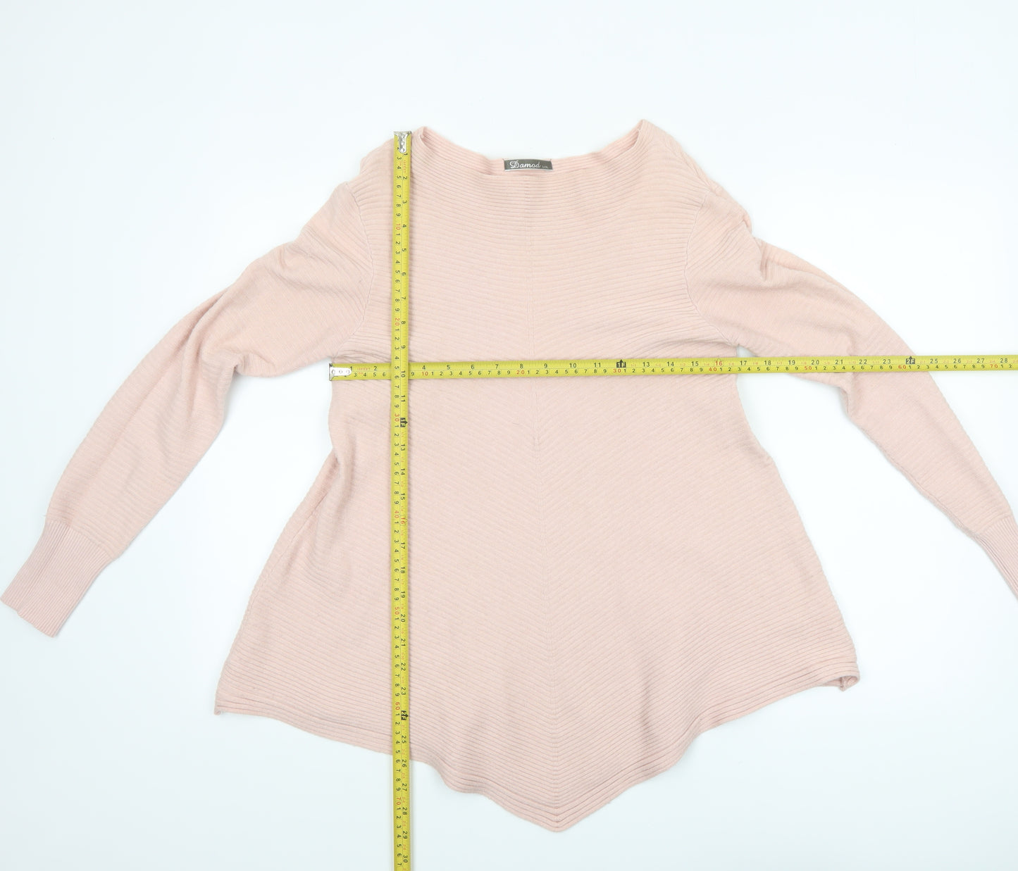 Damod Women's Pink Boat Neck Long Sleeve Knit Pullover Jumper L