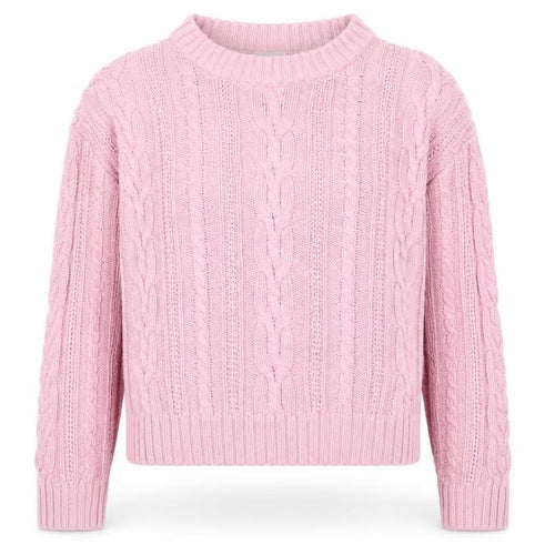 Monki Women Pink Cable Knit Crew Neck Cotton Jumper Size 12