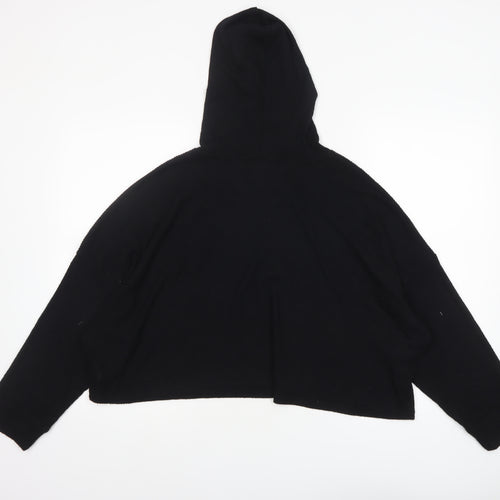 American Eagle Women’s Black Cropped Hooded Long Sleeve T-Shirt L