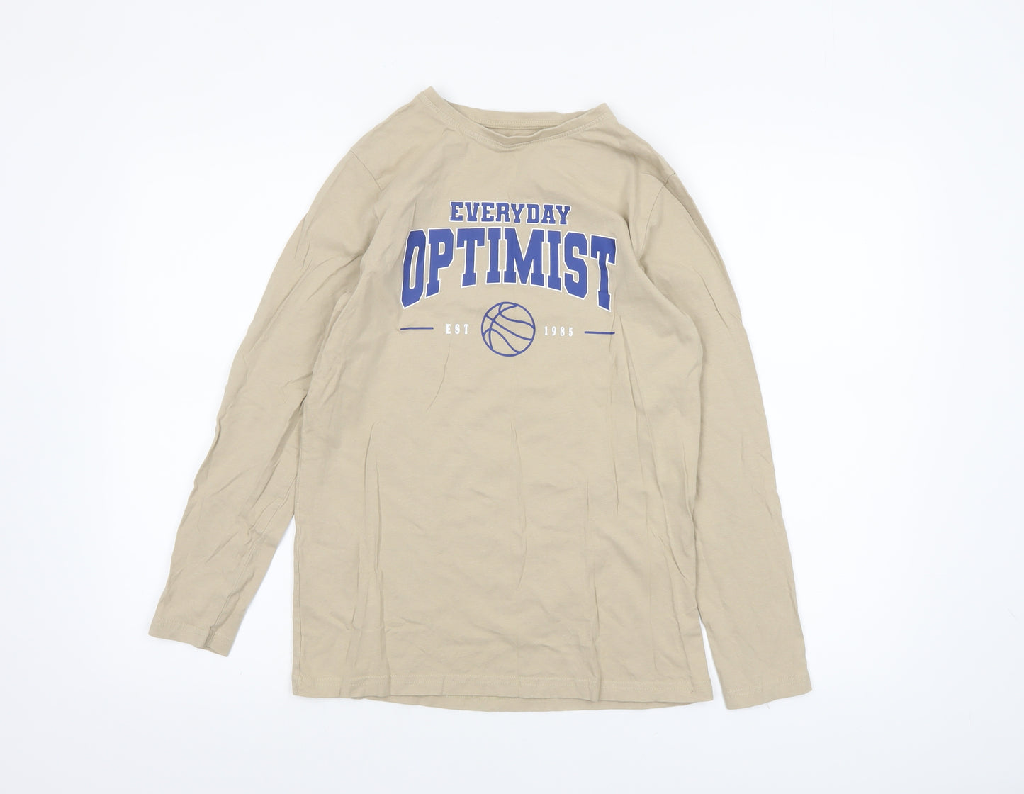 Primark Boys Beige Everyday Optimist Long Sleeve T-Shirt 12-13 Years