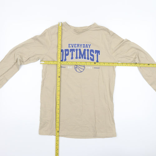 Primark Boys Beige Everyday Optimist Long Sleeve T-Shirt 12-13 Years