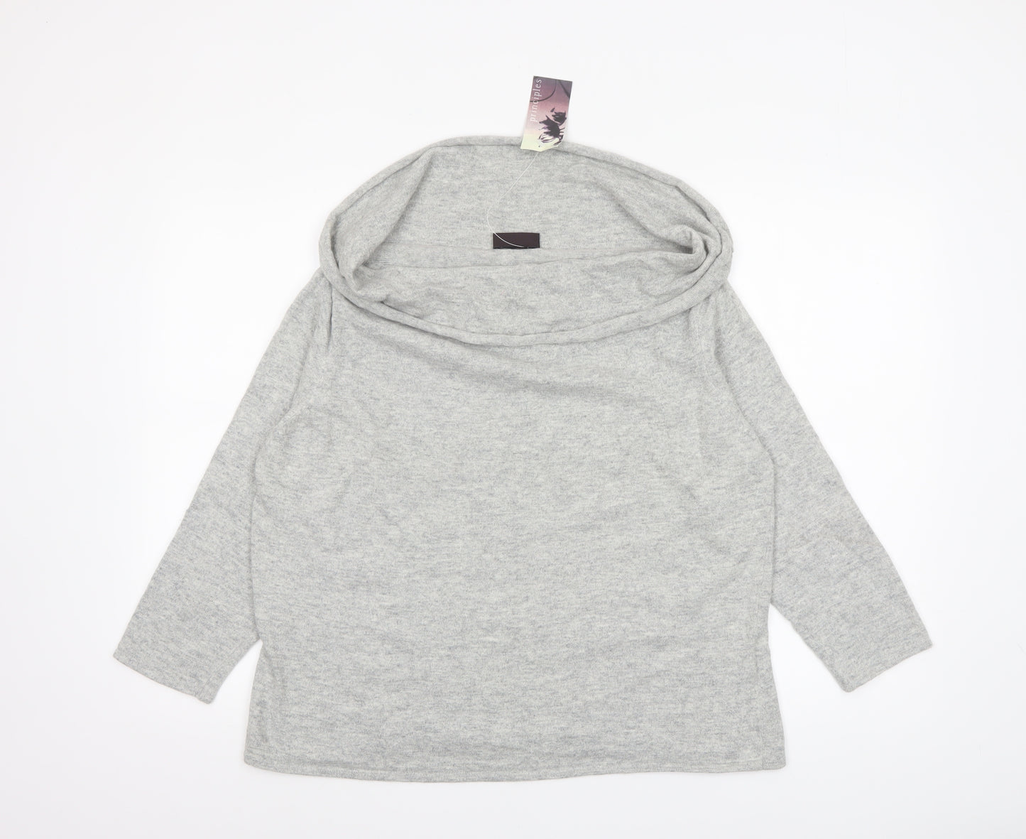 Principles Women's Grey Cowl Neck Long Sleeve Jumper Size 20
